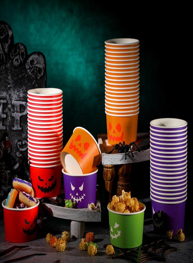 Uiifan 80 Pcs 8 Oz Halloween Disposable Cups Paper Snack Cups Halloween Party Cups Disposable Pumpkin Bowls for Adult Coffee Juice Hot Cold Drinks Candy Snack Party Supplies, 4 Styles - Image 4